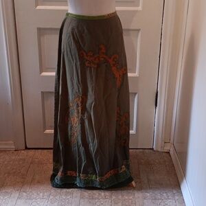 Vintage Mirasol medium green fall boho skirt